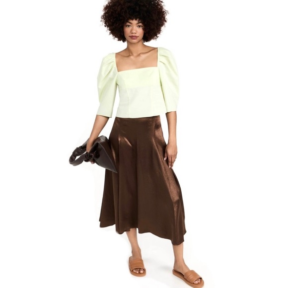 NEW VINCE GREEN COTTON SQUARE NECK TOP - Picture 9 of 9